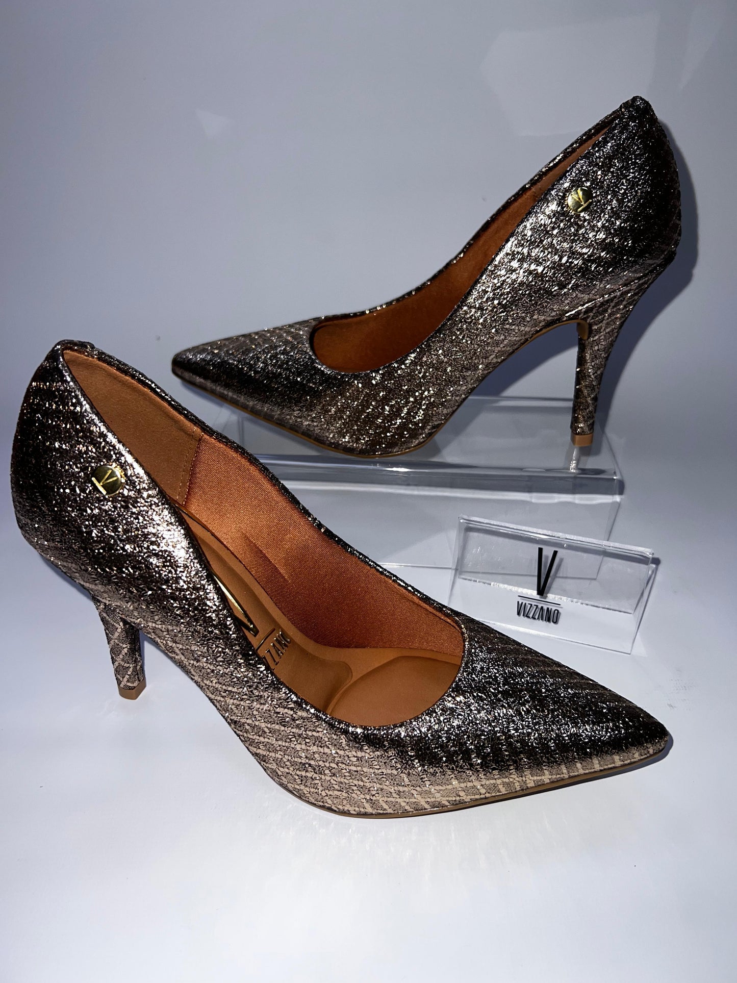 Stiletto Vizzano Tecido Metal Florenca - Taco 9 cm