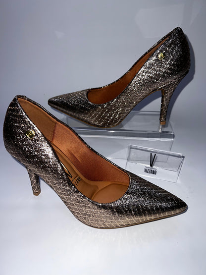 Stiletto Vizzano Tecido Metal Florenca - Taco 9 cm