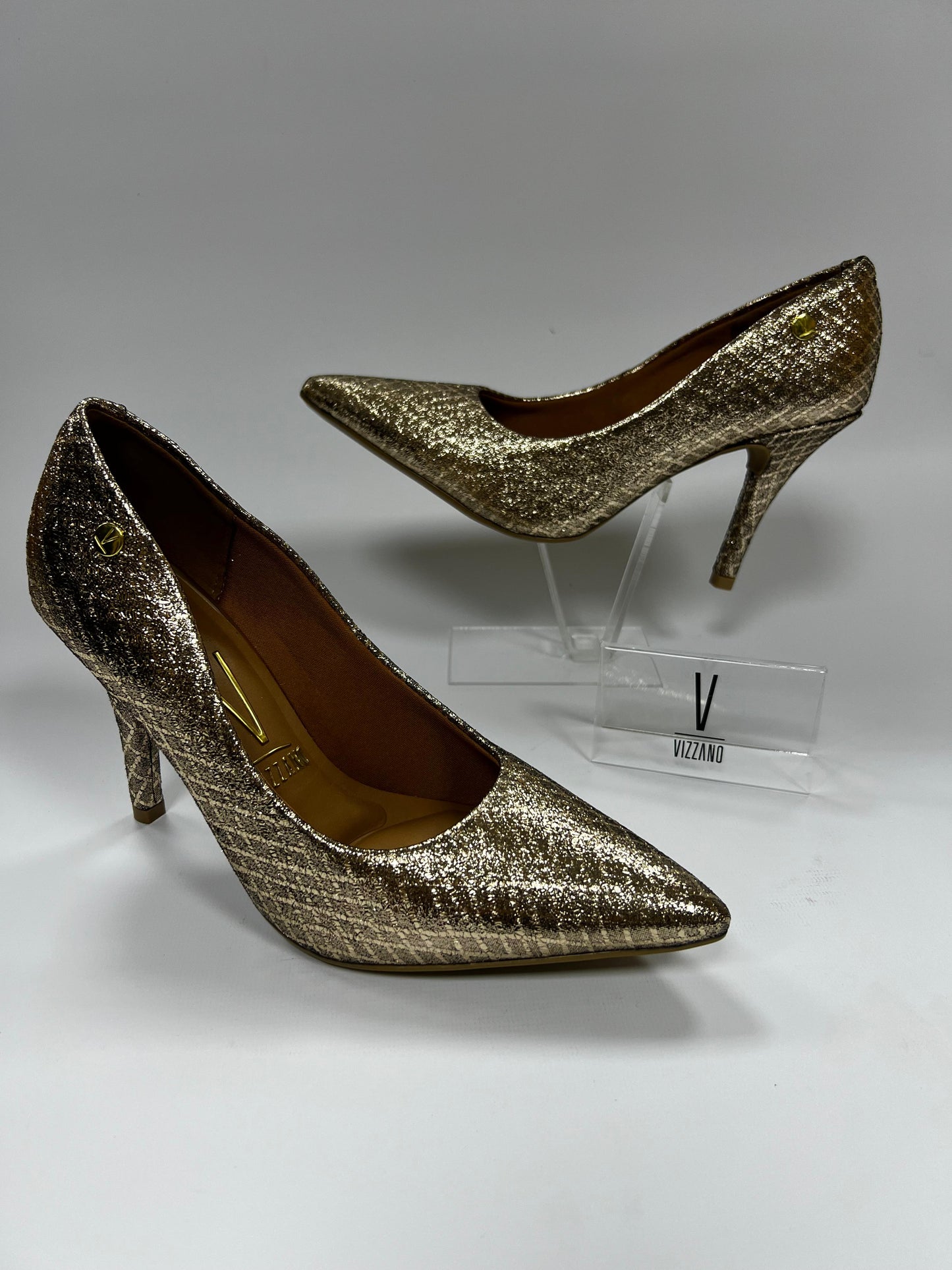 Stiletto Vizzano Tecido Metal Florenca - Taco 9 cm