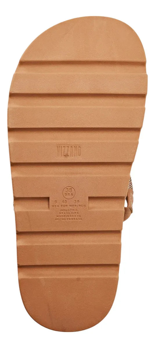 Chatas Vizzano Plataforma Baja Zueco Chinela Strass Brillo