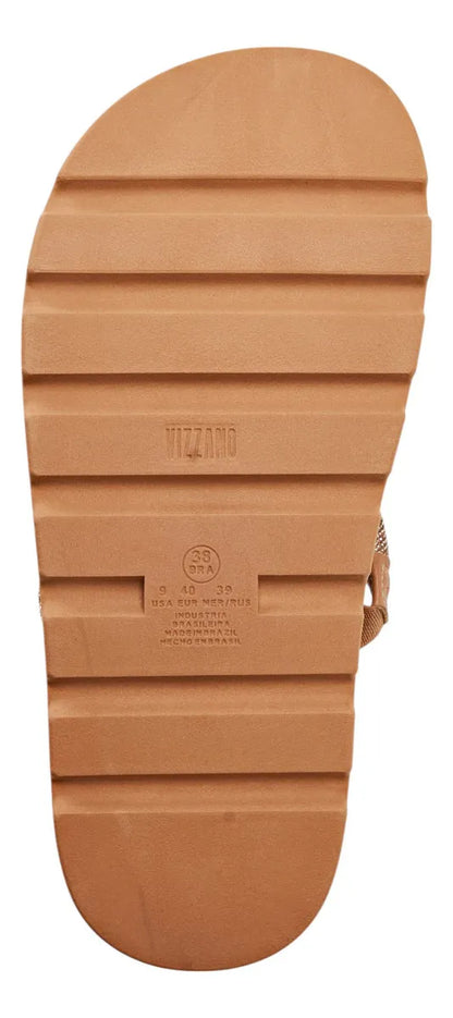 Chatas Vizzano Plataforma Baja Zueco Chinela Strass Brillo