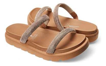 Chatas Vizzano Plataforma Baja Zueco Chinela Strass Brillo