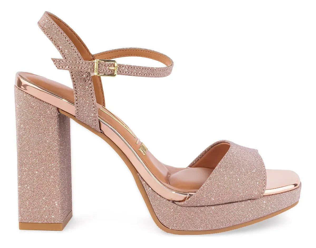 Sandalia Vizzano Gala Tela Shine Paris – Taco 12 cm – Brillo Metalizado