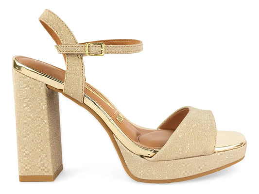 Sandalia Vizzano Gala Tela Shine Paris – Taco 12 cm – Brillo Metalizado