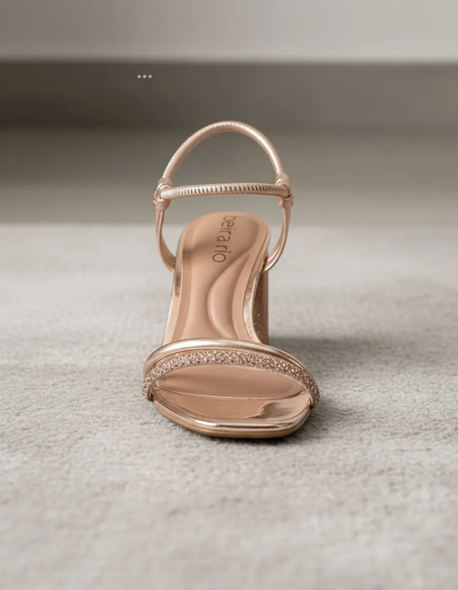 Sandalia Moleca Brilho Italia – Taco 7 cm – Destello Metálico Glam