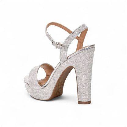 Sandalia Vizzano Gala Tela Shine Paris – Taco 12 cm – Brillo Metalizado