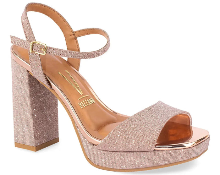 Sandalia Vizzano Gala Tela Shine Paris – Taco 12 cm – Brillo Metalizado