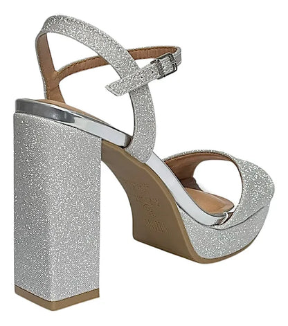 Sandalia Vizzano Gala Tela Shine Paris – Taco 12 cm – Brillo Metalizado