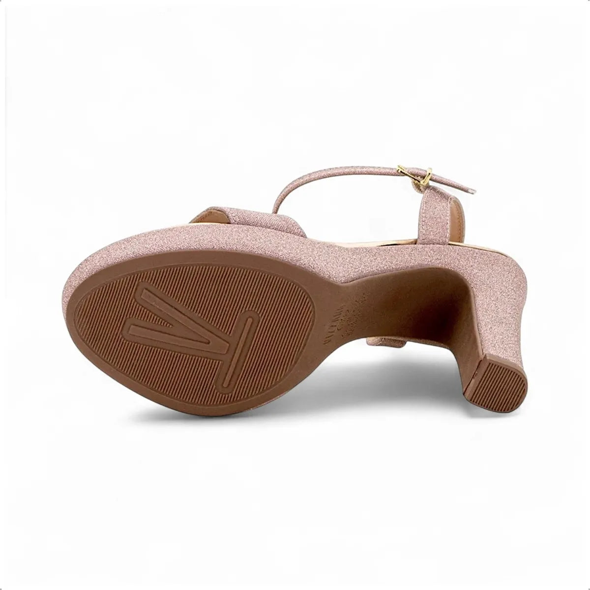 Sandalia Vizzano Tela Shine Paris / Metal Glamour – Taco 12 cm – Brillo de Fiesta