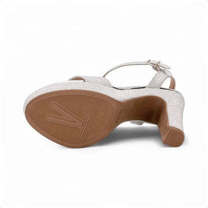 Sandalia Vizzano Gala Tela Shine Paris – Taco 12 cm – Brillo Metalizado