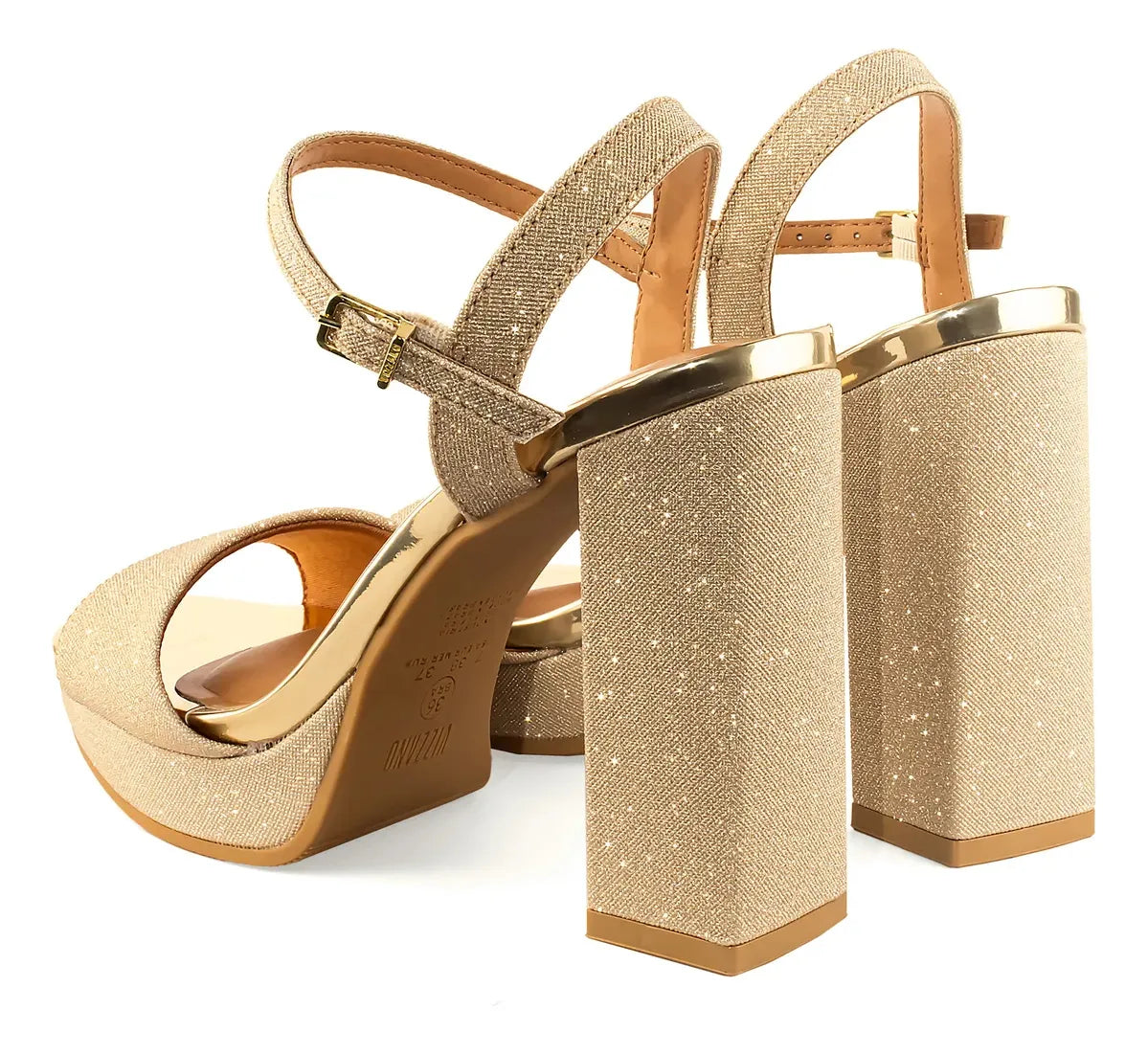 Sandalia Vizzano Gala Tela Shine Paris – Taco 12 cm – Brillo Metalizado