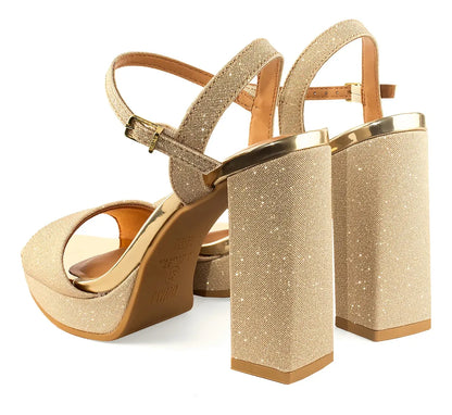 Sandalia Vizzano Gala Tela Shine Paris – Taco 12 cm – Brillo Metalizado