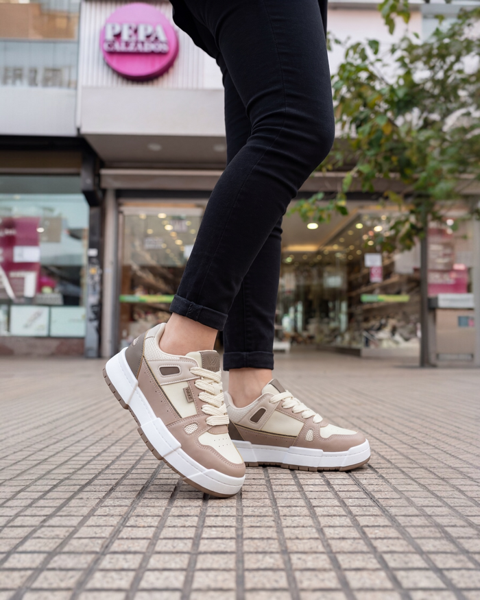 Zapatilla Mujer Nude Plataforma Urbana Elegante Cómoda