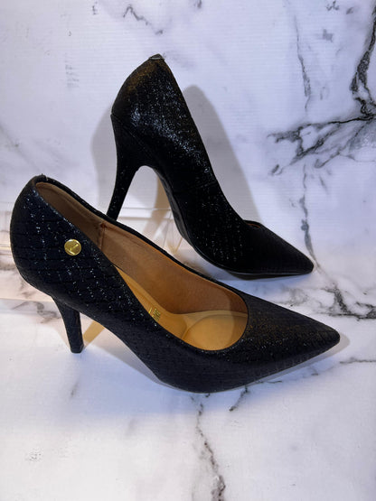 Stiletto Vizzano Tecido Metal Florença – Taco 9 cm – Glam Metalizado