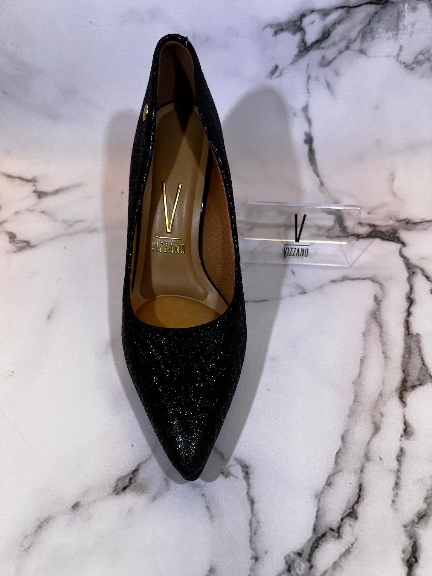 Stiletto Vizzano Tecido Metal Florença – Taco 9 cm – Glam Metalizado