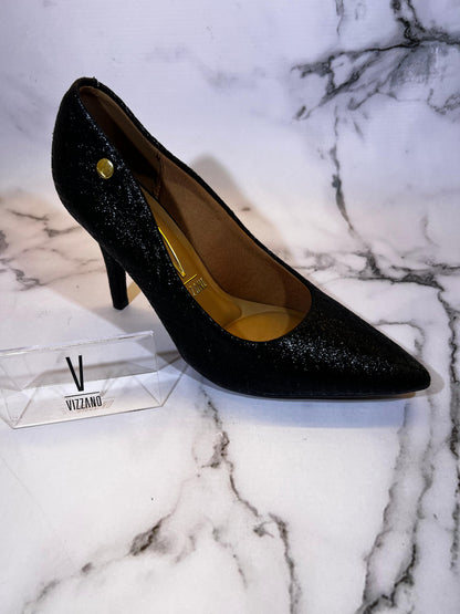 Stiletto Vizzano Tecido Metal Florença – Taco 9 cm – Glam Metalizado