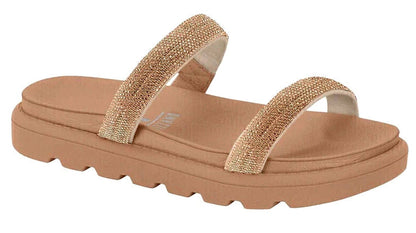 Chatas Vizzano Plataforma Baja Zueco Chinela Strass Brillo